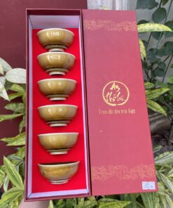 Bộ 6 Ly trà Hoàng Lưu Ly Kim Sa – An Thổ Túc dáng dẹp ATT027424